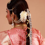 Bridal Diamond Look Hair Jada Design in Pure Silver with Gold Polish