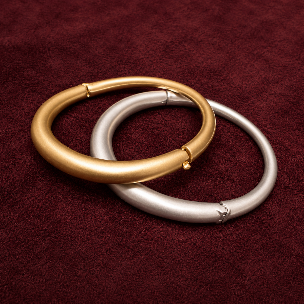 Ready to Ship - Dual-Tone Broad Polished Bangles in Gold and White Finish
