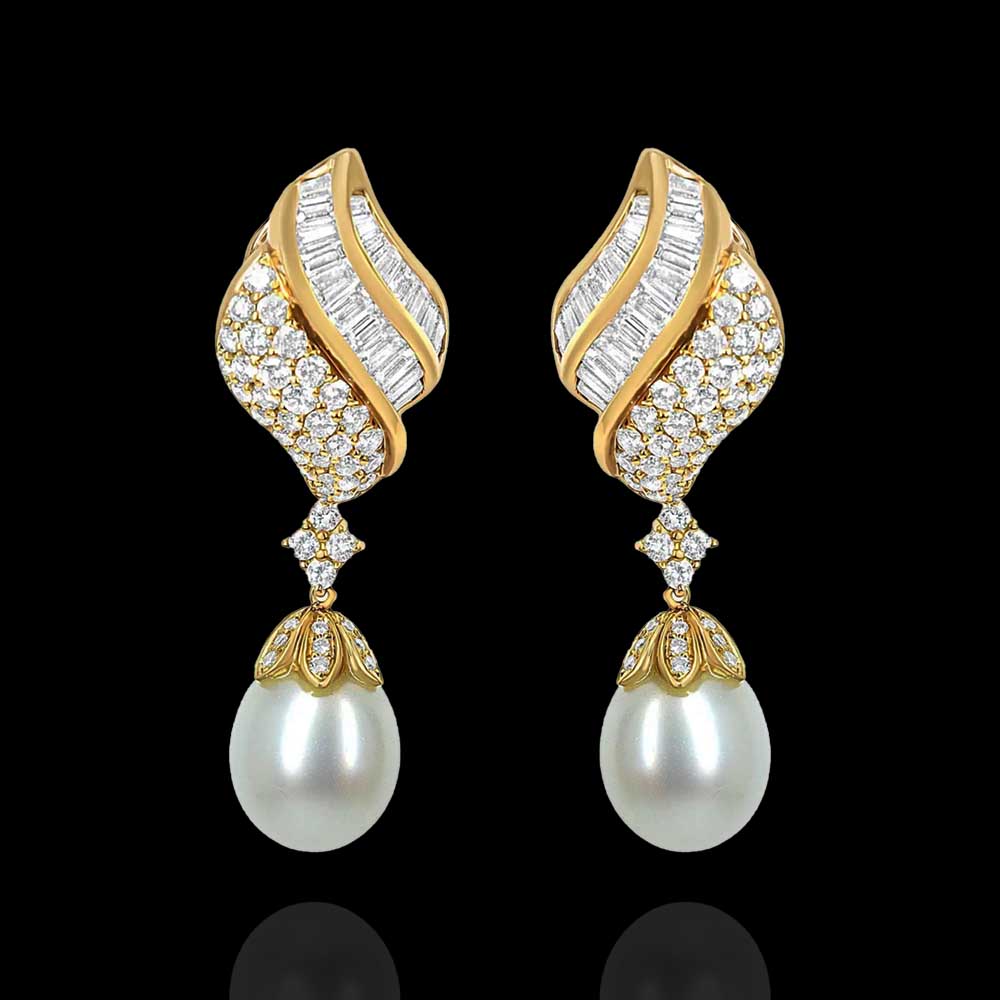 Exquisite Pearl Dangle Earrings with Sparkling Diamond Look Accents
