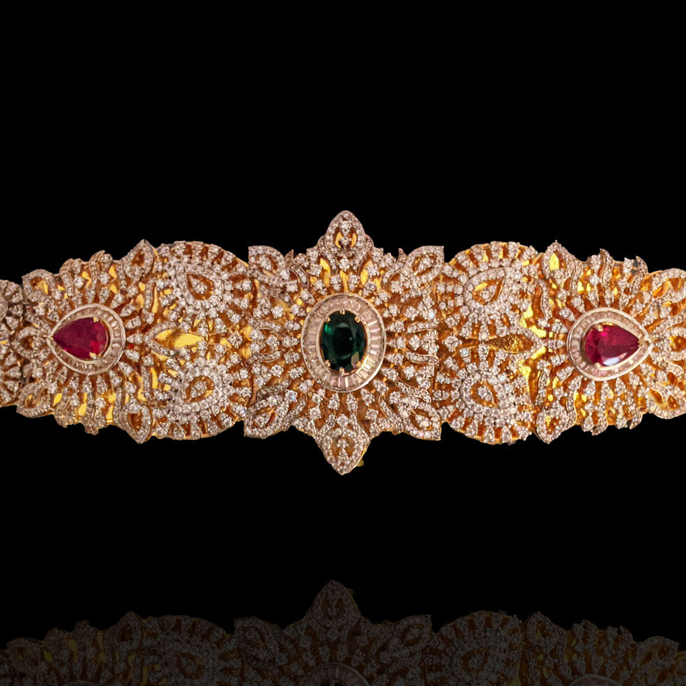 Heavy Bridal Diamond Look Vaddanam with 18K Gold Polish