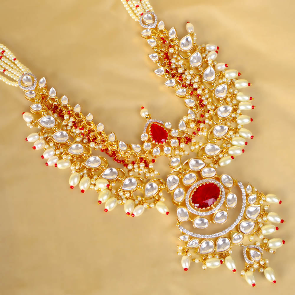 Rich 18k Gold Polish CZ Polki Heavy Bridal Choker Necklace – Sneha