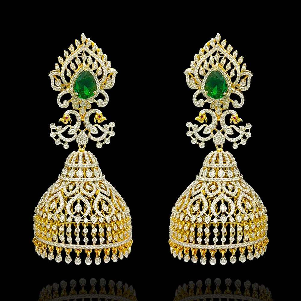 Peacock Motif Diamond Look Jhumka Earrings