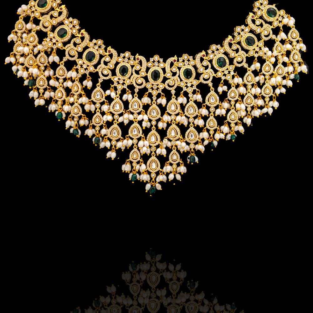 Unique Rice Pearl Choker Necklace Design for South Indian Brides