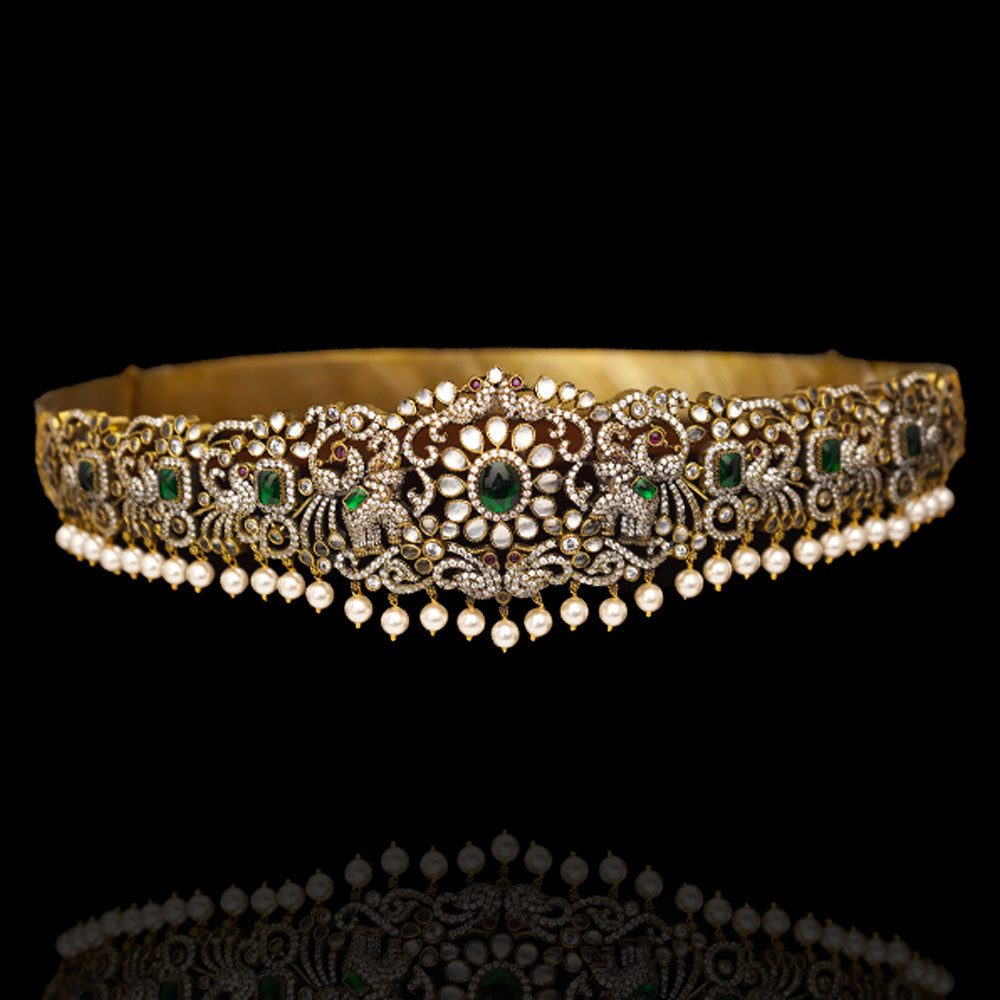 Victorian Look South Indian Bridal Hip Belt Design with Kundan