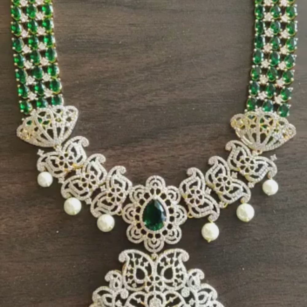 Haram Neckalce Design with Emeralds