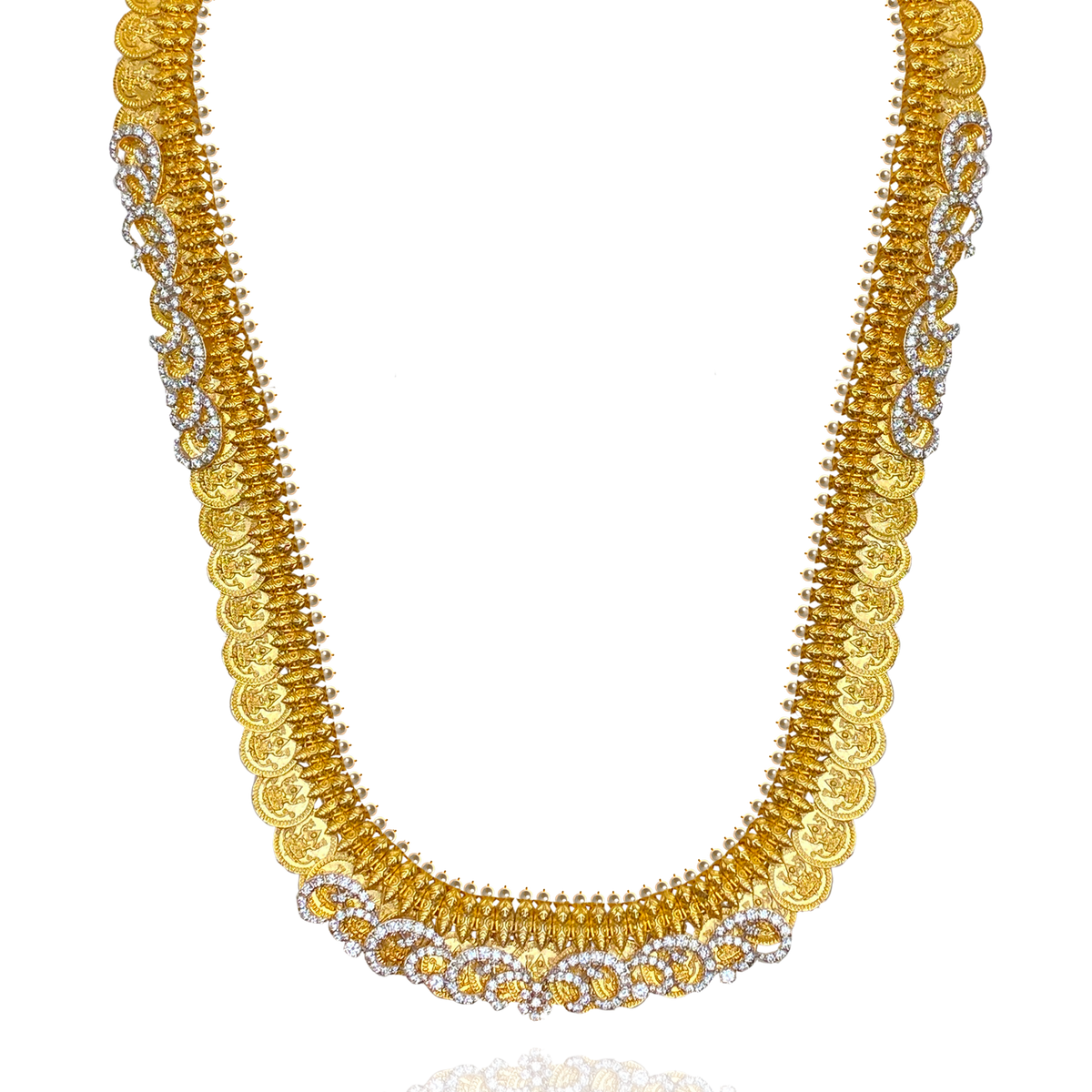Exquisite Long Kasu Mala Haram Design [Gold Polished] – Sneha