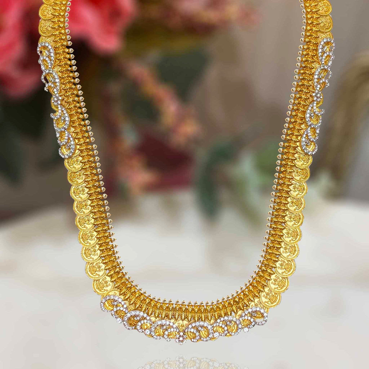 Exquisite Long Kasu Mala Haram Design [Gold Polished] – Sneha
