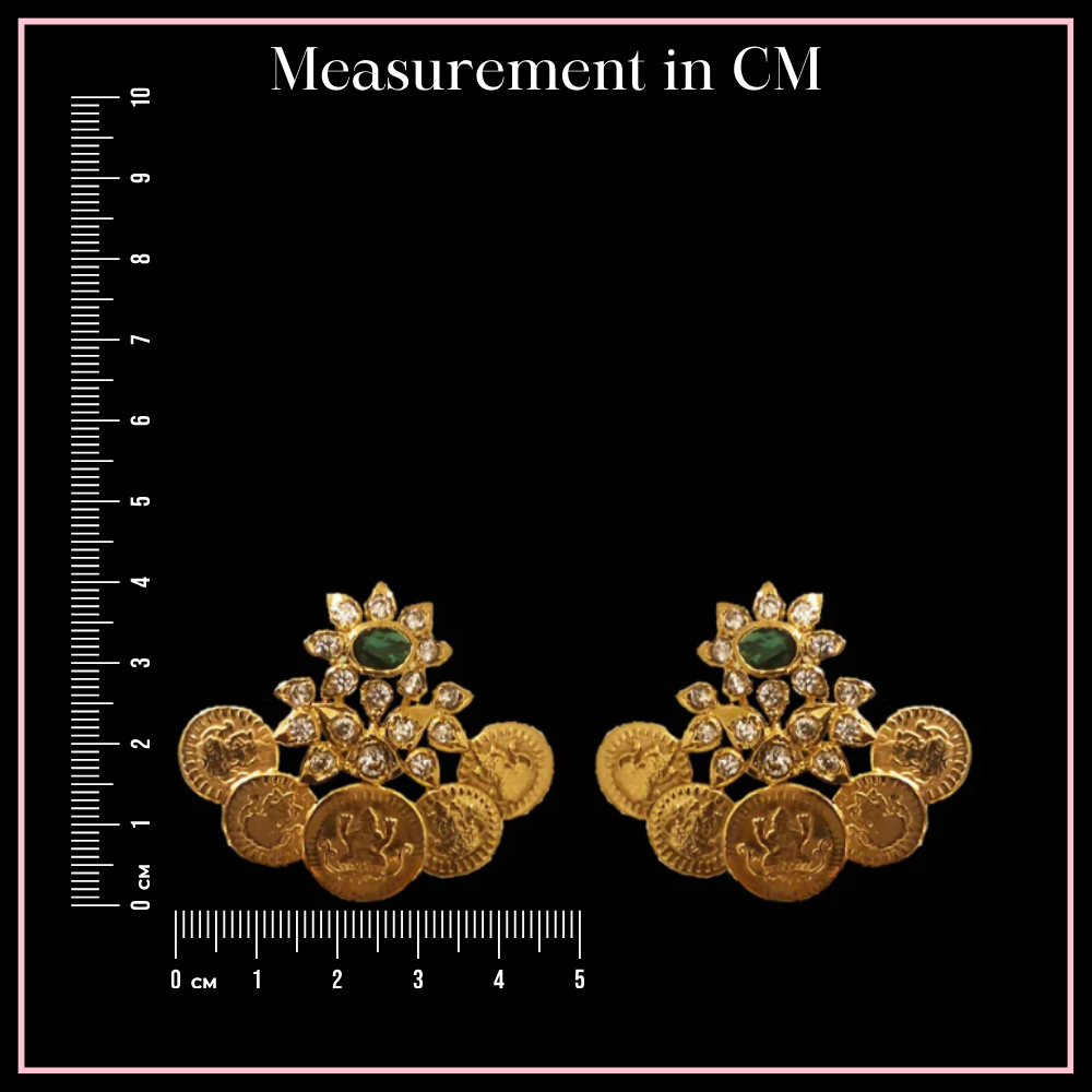 Elaborate Peacock Design 22K Gold Earrings