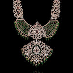 18K Gold  Plated Emerald & Diamond Heavy Necklace