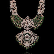 18K Gold  Plated Emerald & Diamond Heavy Necklace