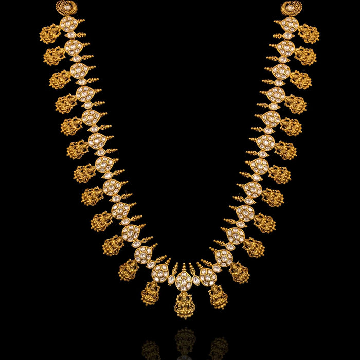 18K Gold Polish Antique Lakshmi Polki Look Haram Necklace