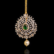 18K Gold Polish Detachable Diamond Look Maang Tikka cum Pendant