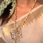 18K Gold Polish Tirupati Balaji Pendant with Pearl Chain
