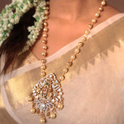 18K Gold Polish Tirupati Balaji Pendant with Pearl Chain