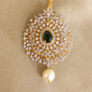 18K Gold Polish Detachable Diamond Look Maang Tikka cum Pendant
