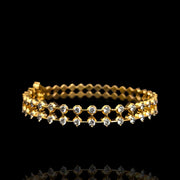 18Kt Gold Polish Classy Double Line Diamond Look Bangle