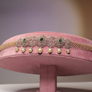 18Kt Polish Diamond Look Unique Bridal Vaddanam Design