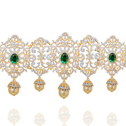 18Kt Polish Diamond Look Unique Bridal Vaddanam Design