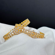 18Kt Gold Polish Classy Double Line Diamond Look Bangle
