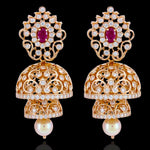 18kt  Gold Polish Enchanting FIligree Detachable Jhumka