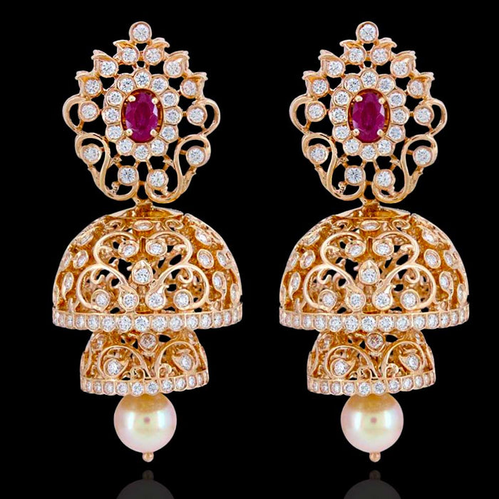18kt  Gold Polish Enchanting FIligree Detachable Jhumka