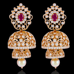18kt  Gold Polish Enchanting FIligree Detachable Jhumka