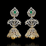 18kt Gold Polish Long Jhumka Earrings Design with Pearl