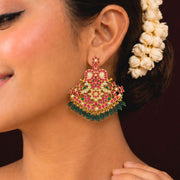 Mango Mala Matching Earrings Design with CZ Polki 18K Polish
