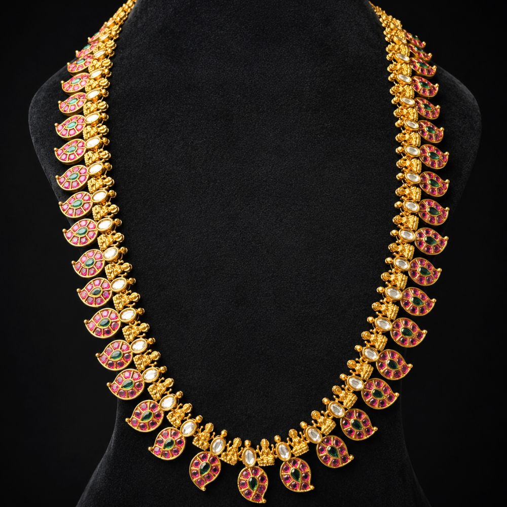 Traditional Lakshmi Mango Necklace in 92.5 Silver Gold Polish