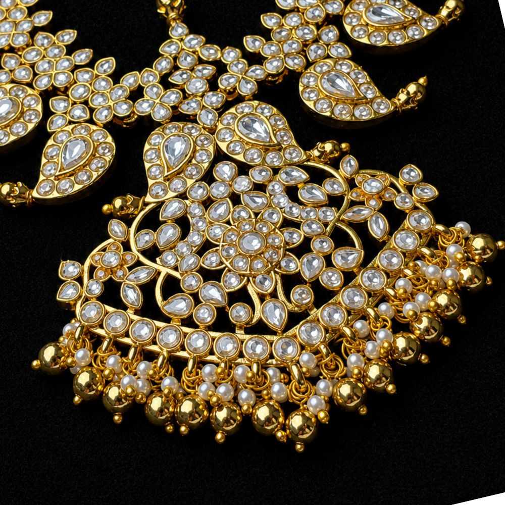 Reversible Bridal Mango Necklace with Diamond Look Stones