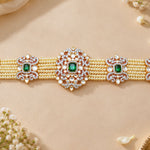 Diamond Motifs Adorned Elegant Pearl Oddiyanam Hip Belt