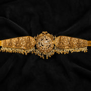Heavy Bridal Temple Vaddanam with Lakshmi Motifs in Silver