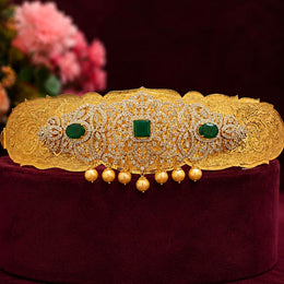 South Indian Bridal Waist Belt with Green Stones & CZ Work