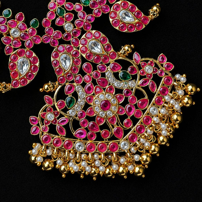 Reversible Bridal Mango Necklace with Diamond Look Stones