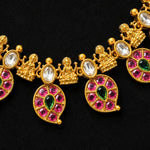 Traditional Lakshmi Mango Necklace in 92.5 Silver Gold Polish
