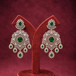 Statement Emerald Diamond Look Bridal Earrings in 92.5 Silver