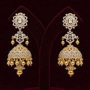 Grand Diamond Look Jhumka Earrings in Pure 925 Silver