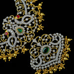 Exquisite Gold Plated Diamond Look Peacock Pendant Chain Haram