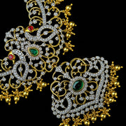 Exquisite Gold Plated Diamond Look Peacock Pendant Chain Haram