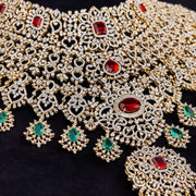 South Indian Bridal Detachable Choker with Ruby Emerald Diamond Look