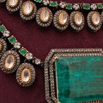 Ready to Ship - Layered Emerald and Champagne Stone Bridal Necklace