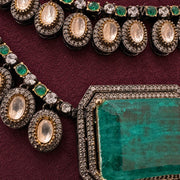 Ready to Ship - Layered Emerald and Champagne Stone Bridal Necklace