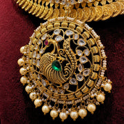 Grand Kasu Necklace with Peacock Pendant + Earrings Set  in 92.5 Silver