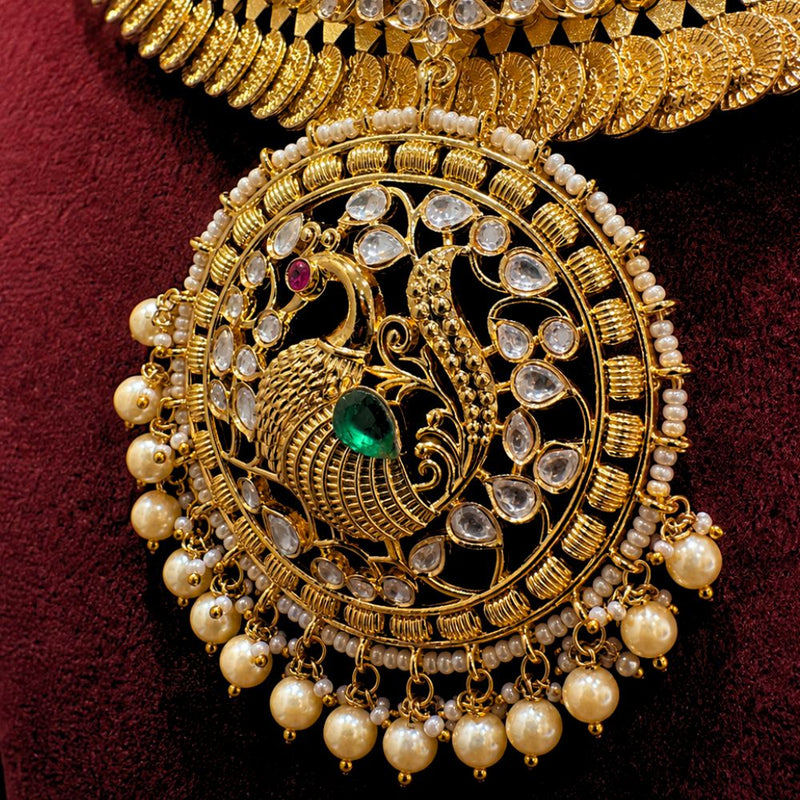 Grand Kasu Necklace with Peacock Pendant in 92.5 Silver | Sneha Rateria
