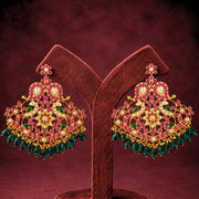 Mango Mala Matching Earrings Design with CZ Polki 18K Polish
