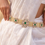 Diamond Motifs Adorned Elegant Pearl Oddiyanam Hip Belt