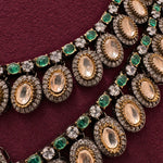 Ready to Ship - Layered Emerald and Champagne Stone Bridal Necklace