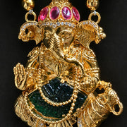 Traditional Ganesha Pendant Necklace with Statement Chain in 92.5 Silver