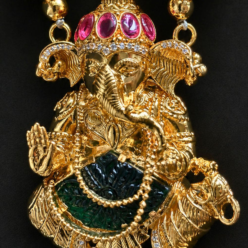 Traditional Ganesha Pendant Necklace with Statement Chain in 92.5 Silver
