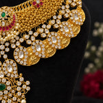 Grand Gold Polki Mango Necklace with Emerald, Ruby & Pearl Details